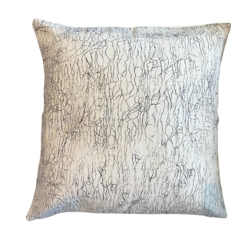 Batik Cushion - Cracked Earth - Black (Natural Back)