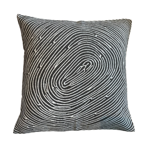 Batik Cushion - Motsi Fingerprint - Charcoal